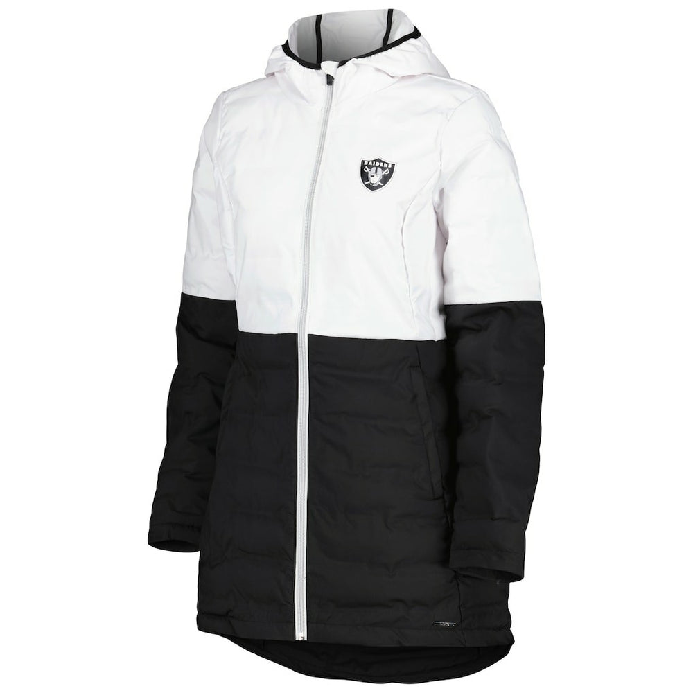 Las Vegas Raiders MSX by Michael Strahan Women's Willow Quilted Hoodie Full-Zip Jacket White/Black | NFL