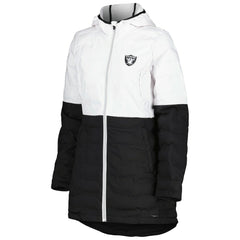 Las Vegas Raiders MSX by Michael Strahan Women's Willow Quilted Hoodie Full-Zip Jacket White/Black | NFL