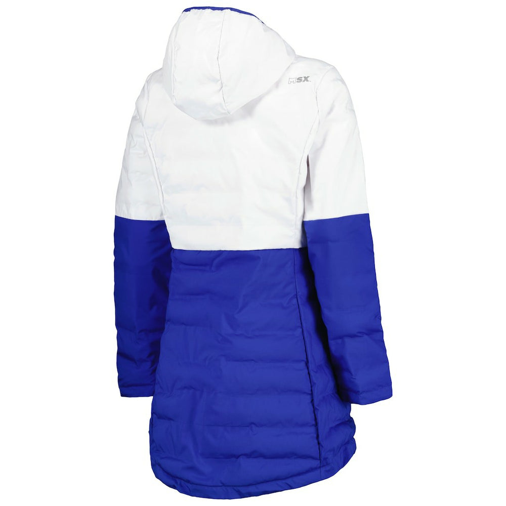 Los Angeles Rams MSX by Michael Strahan Women's Willow Quilted Hoodie Full-Zip Jacket White/Royal | NFL