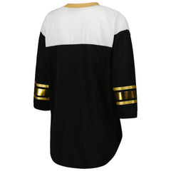 New Orleans Saints G-III 4Her by Carl Banks Women's Double Team 3/4-Sleeve Lace-Up T-Shirt Black/White | NFL