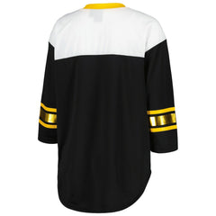 Pittsburgh Steelers G-III 4Her by Carl Banks Women's Double Team 3/4-Sleeve Lace-Up T-Shirt Black/White | NFL