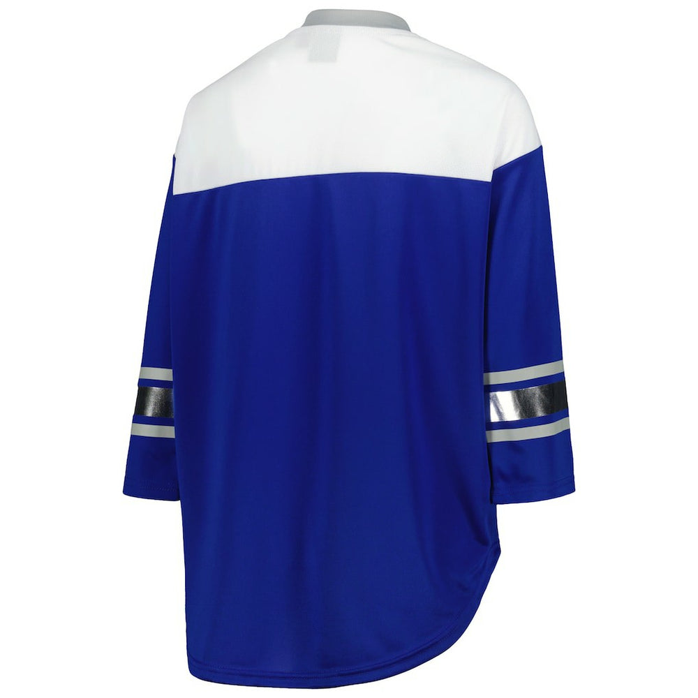 Indianapolis Colts G-III 4Her by Carl Banks Women's Double Team 3/4-Sleeve Lace-Up T-Shirt Royal/White | NFL