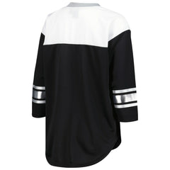 Las Vegas Raiders G-III 4Her by Carl Banks Women's Double Team 3/4-Sleeve Lace-Up T-Shirt Black/White | NFL