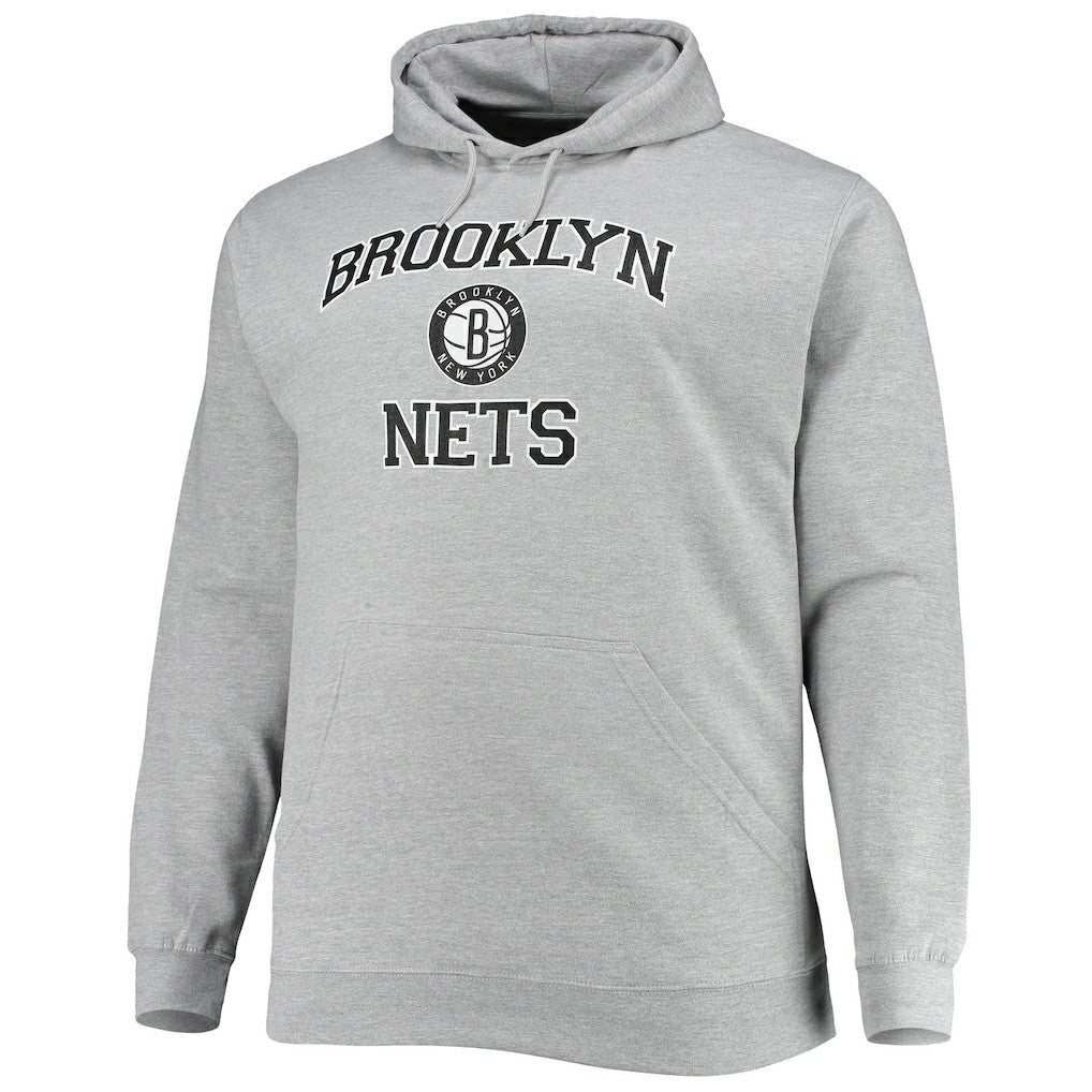 Brooklyn Nets Big & Tall Heart & Soul Pullover Hoodie Heathered Gray - NBA