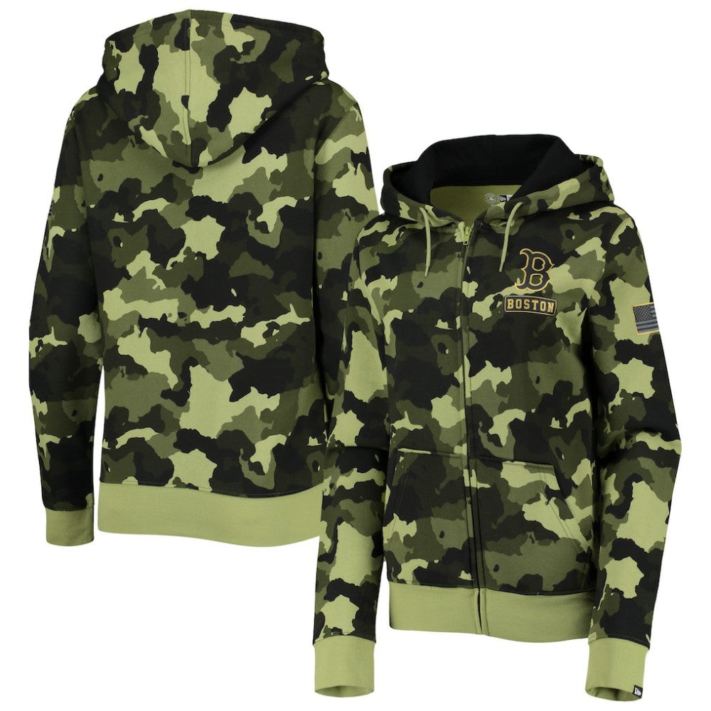 Boston Red Sox New Era Women's 2022 MLB Armed Forces Day Camo Full-Zip Hoodie - MLB