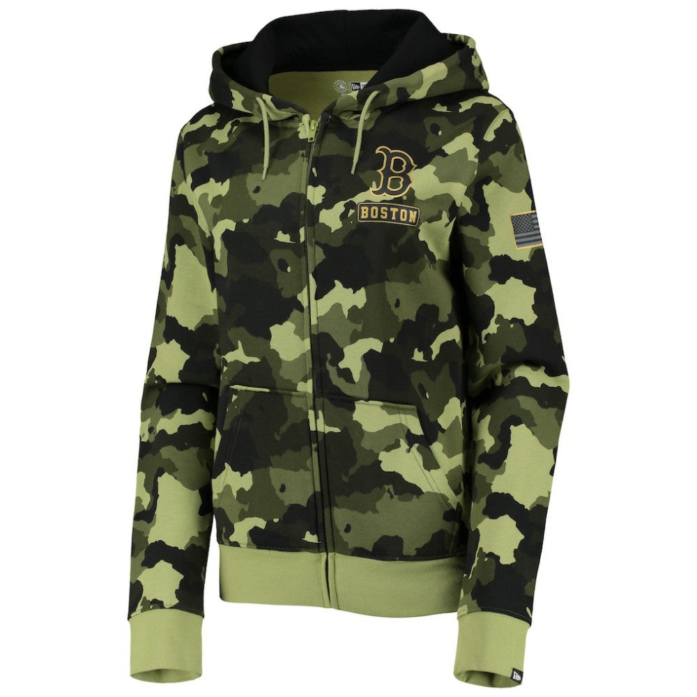 Boston Red Sox New Era Women's 2022 MLB Armed Forces Day Camo Full-Zip Hoodie - MLB
