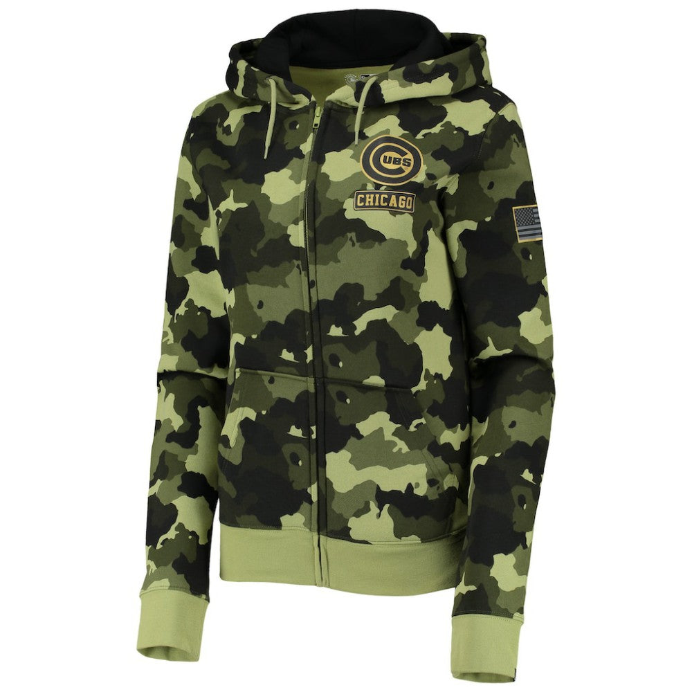 Chicago Cubs New Era Women's 2022 MLB Armed Forces Day Camo Full-Zip Hoodie - MLB