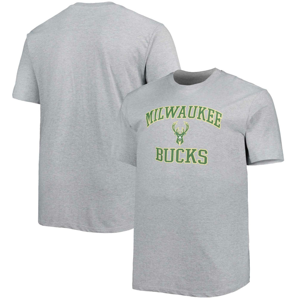 Milwaukee Bucks Big & Tall Heart & Soul T-Shirt Heathered Gray - NBA