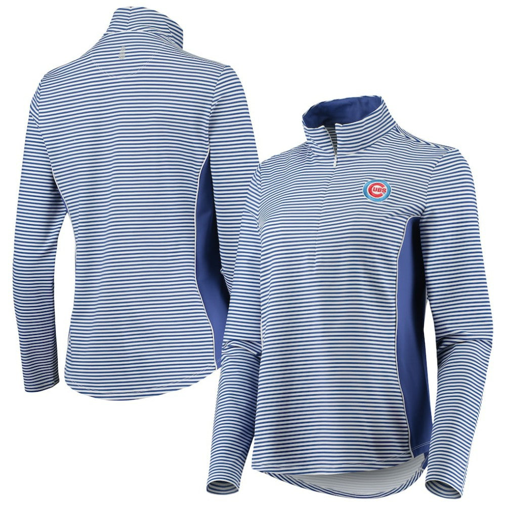 Chicago Cubs Tommy Bahama Women's Aubrey Stripe Block IslandZone Half-Zip Jacket - MLB