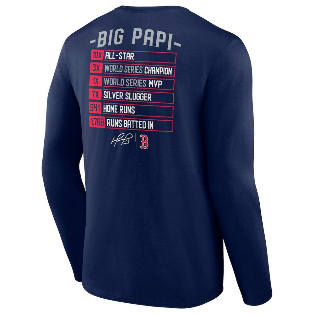 David Ortiz Boston Red Sox Fanatics Stats Resume Long Sleeve T-Shirt - MLB