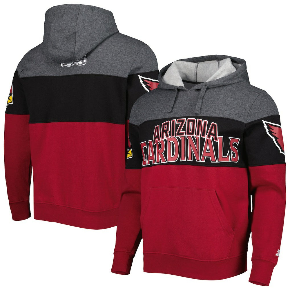 Arizona Cardinals Starter Extreme Pullover Hoodie Heather Charcoal/Cardinal | NFL