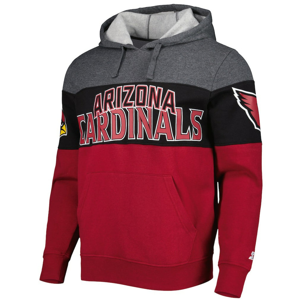 Arizona Cardinals Starter Extreme Pullover Hoodie Heather Charcoal/Cardinal | NFL