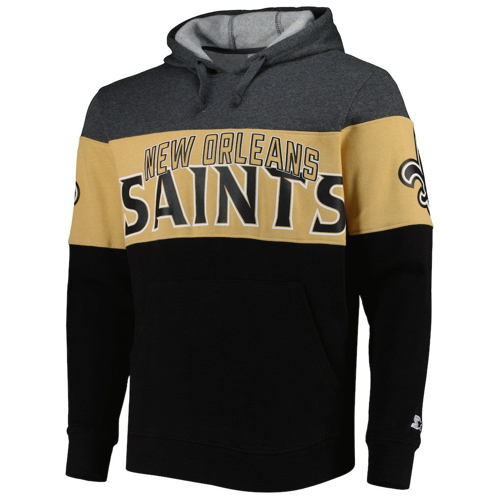 New Orleans Saints Starter Extreme Pullover Hoodie Black/Heather Gray | NFL