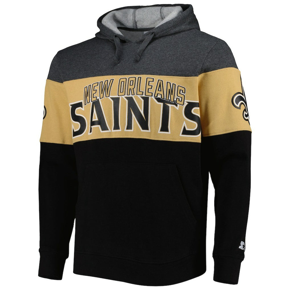 New Orleans Saints Starter Extreme Pullover Hoodie Black/Heather Gray | NFL