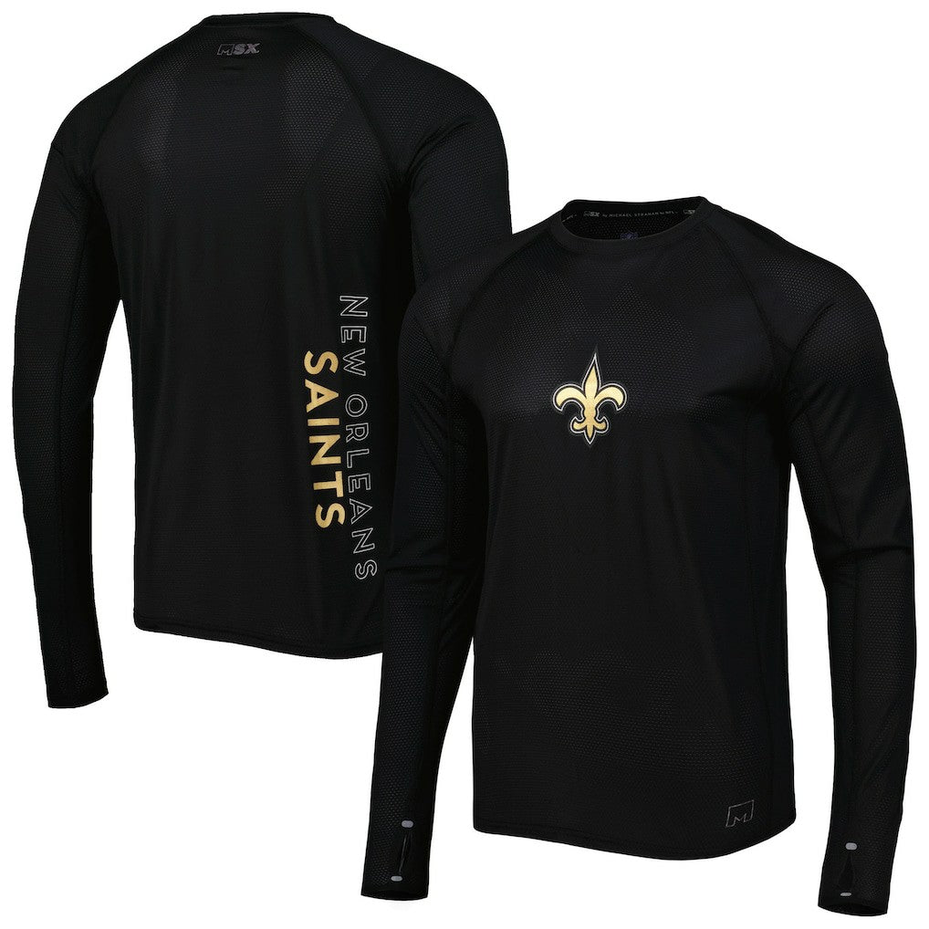New Orleans Saints MSX by Michael Strahan Interval Long Sleeve Raglan T-Shirt Black | NFL