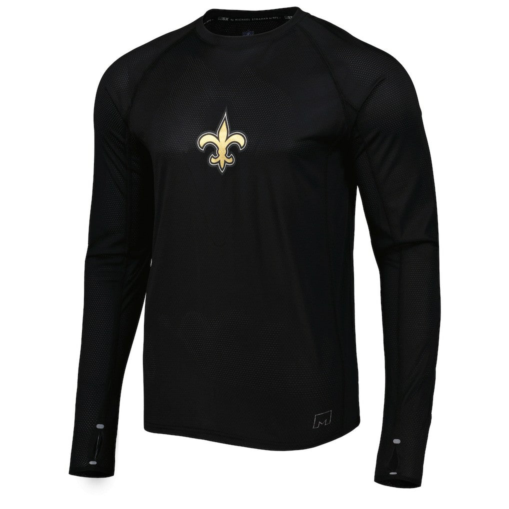 New Orleans Saints MSX by Michael Strahan Interval Long Sleeve Raglan T-Shirt Black | NFL