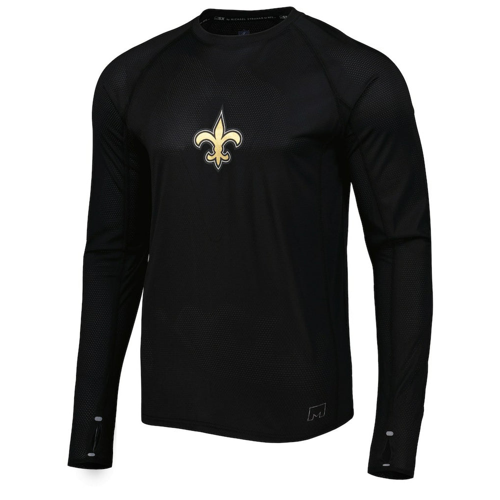 New Orleans Saints MSX by Michael Strahan Interval Long Sleeve Raglan T-Shirt Black | NFL
