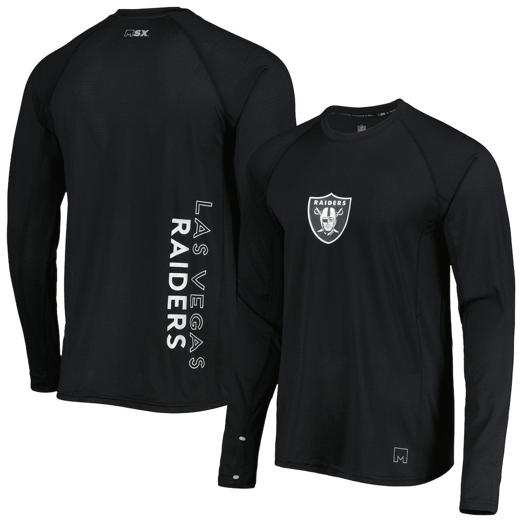 Las Vegas Raiders MSX by Michael Strahan Interval Long Sleeve Raglan T-Shirt Black | NFL