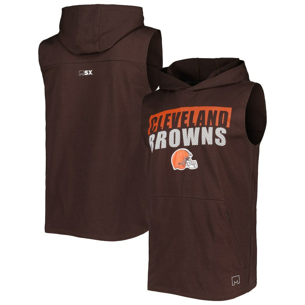 Cleveland Browns MSX by Michael Strahan Relay Sleeveless Pullover Hoodie Brown | NFL