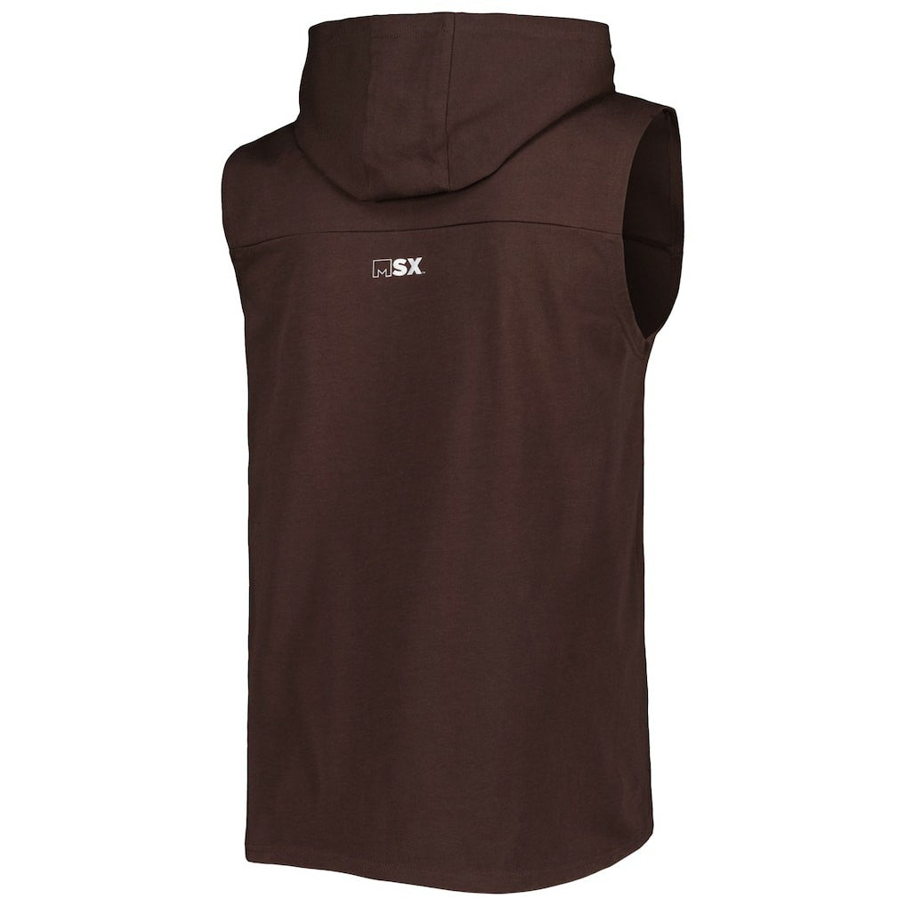 Cleveland Browns MSX by Michael Strahan Relay Sleeveless Pullover Hoodie Brown | NFL