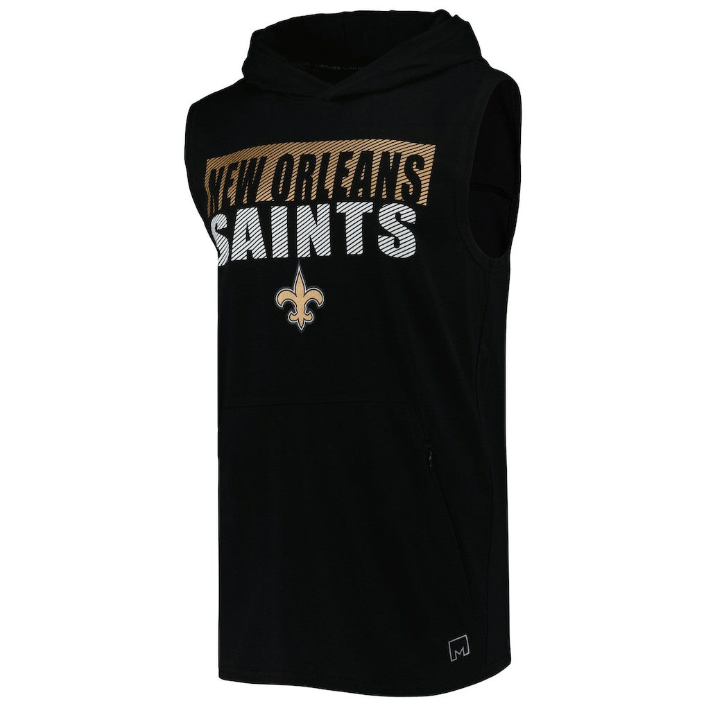 New Orleans Saints MSX by Michael Strahan Relay Sleeveless Pullover Hoodie Black | NFL