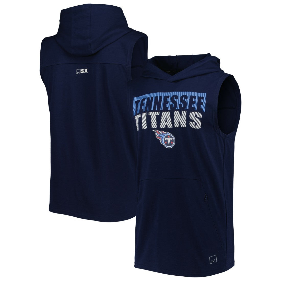 Tennessee Titans MSX by Michael Strahan Relay Sleeveless Pullover Hoodie Navy | NFL