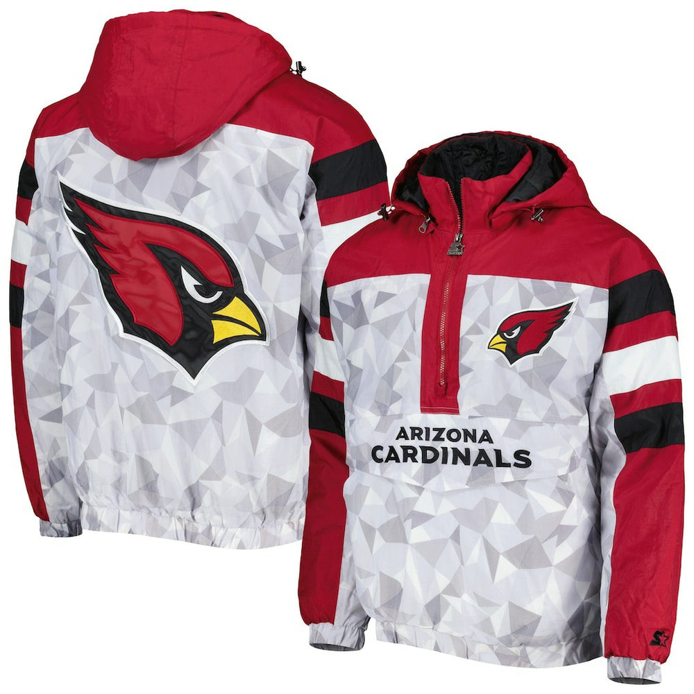 Arizona Cardinals Starter Thursday Night Gridiron Raglan Half-Zip Hooded Jacket White/Cardinal | NFL