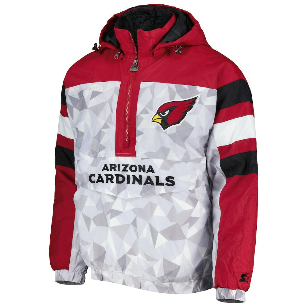 Arizona Cardinals Starter Thursday Night Gridiron Raglan Half-Zip Hooded Jacket White/Cardinal | NFL