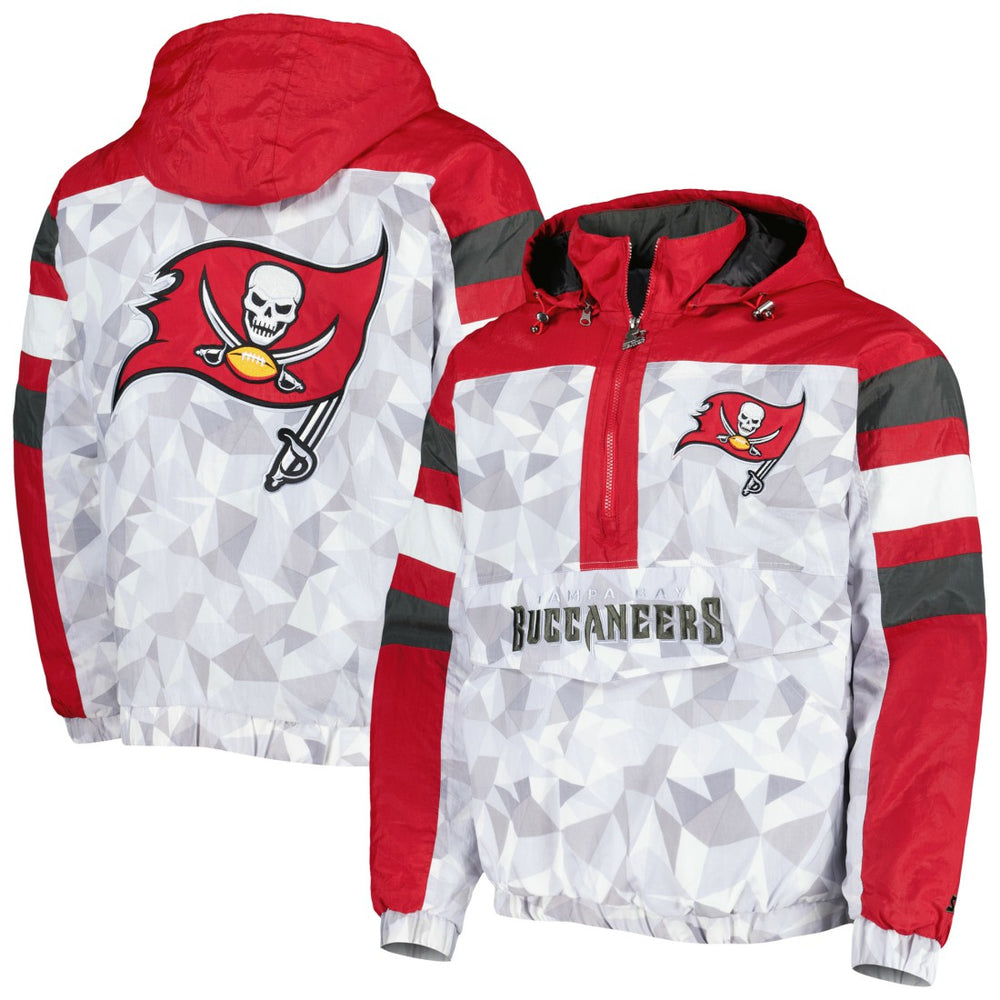 Tampa Bay Buccaneers Starter Thursday Night Gridiron Raglan Half-Zip Hooded Jacket White/Red | NFL
