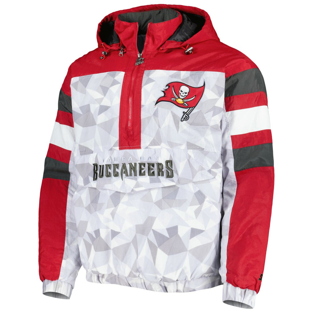 Tampa Bay Buccaneers Starter Thursday Night Gridiron Raglan Half-Zip Hooded Jacket White/Red | NFL