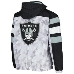 Las Vegas Raiders Starter Thursday Night Gridiron Raglan Half-Zip Hooded Jacket White/Black | NFL