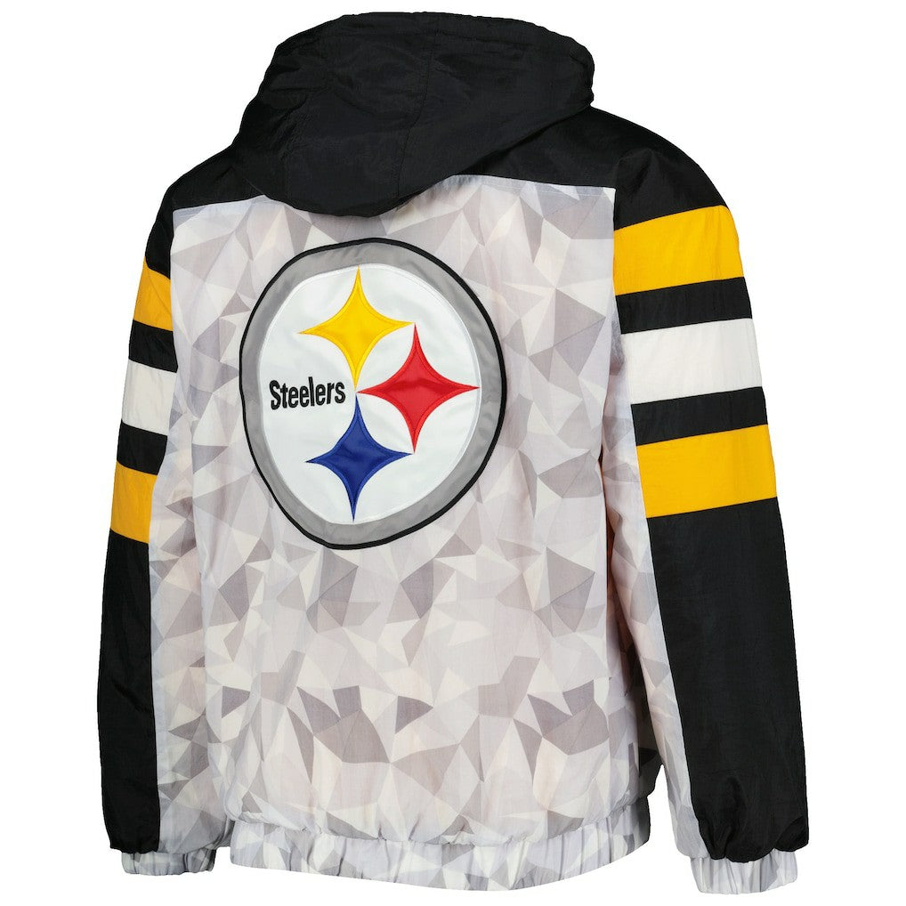 Pittsburgh Steelers Starter Thursday Night Gridiron Raglan Half-Zip Hooded Jacket White/Black | NFL