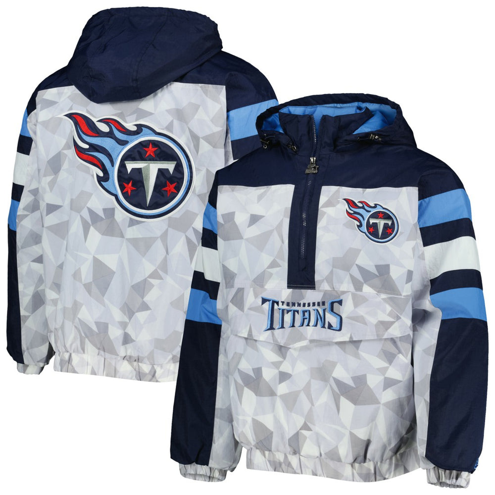 Tennessee Titans Starter Thursday Night Gridiron Raglan Half-Zip Hooded Jacket White/Navy | NFL