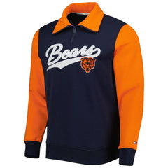 Chicago Bears Tommy Hilfiger Aiden Quarter-Zip Sweatshirt Navy/Orange | NFL