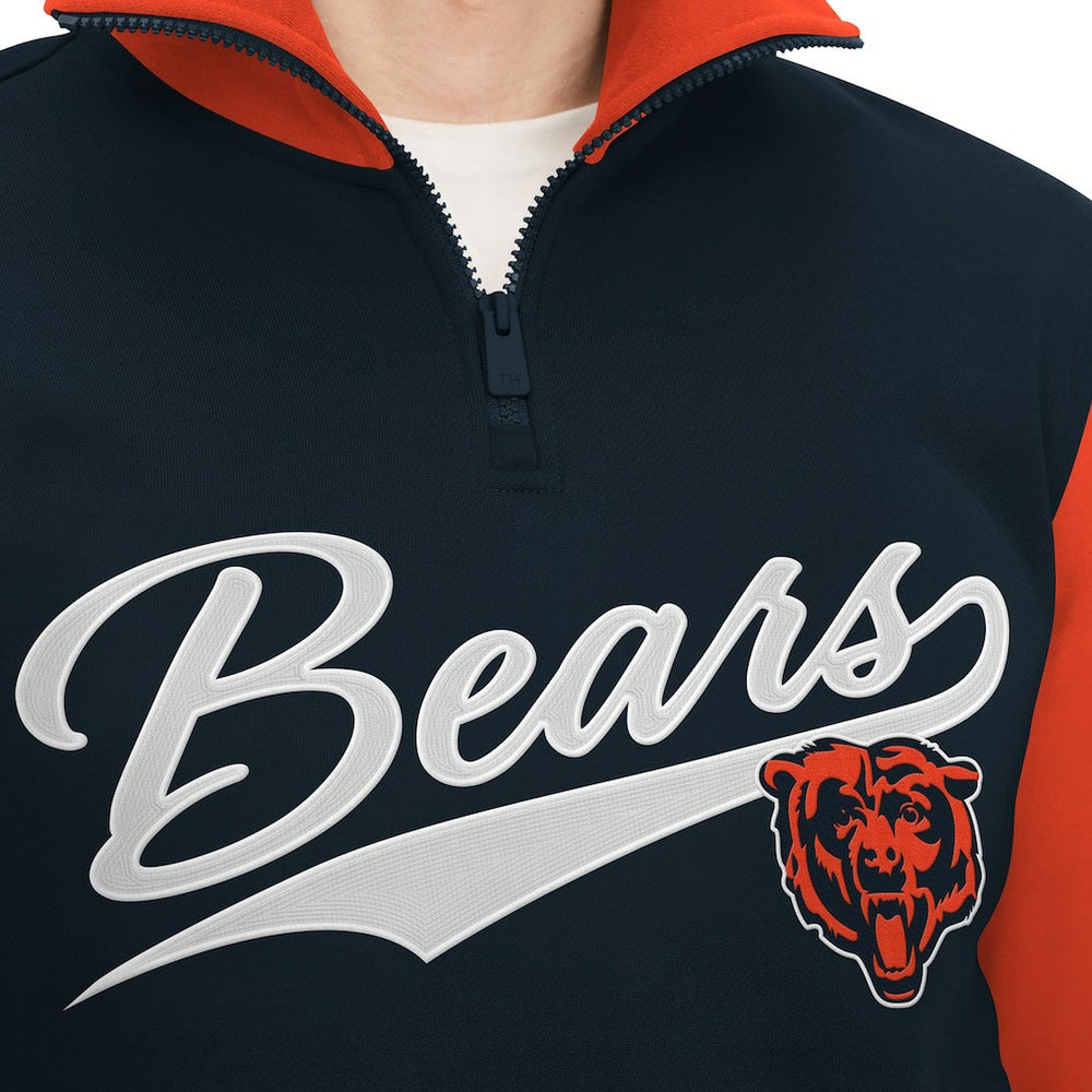 Chicago Bears Tommy Hilfiger Aiden Quarter-Zip Sweatshirt Navy/Orange | NFL