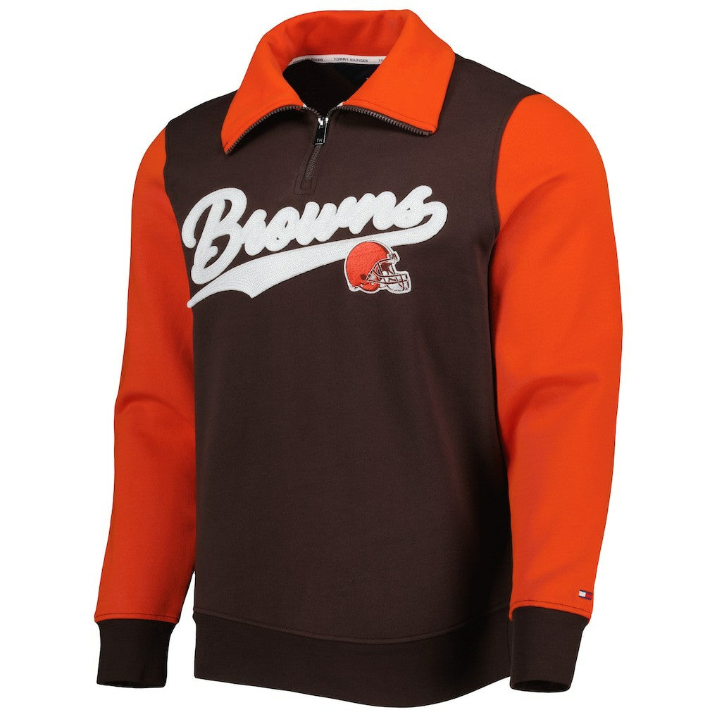 Cleveland Browns Tommy Hilfiger Aiden Quarter-Zip Sweatshirt Brown/Orange | NFL