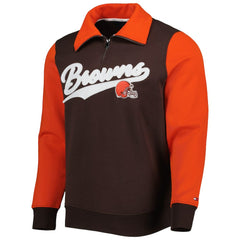 Cleveland Browns Tommy Hilfiger Aiden Quarter-Zip Sweatshirt Brown/Orange | NFL