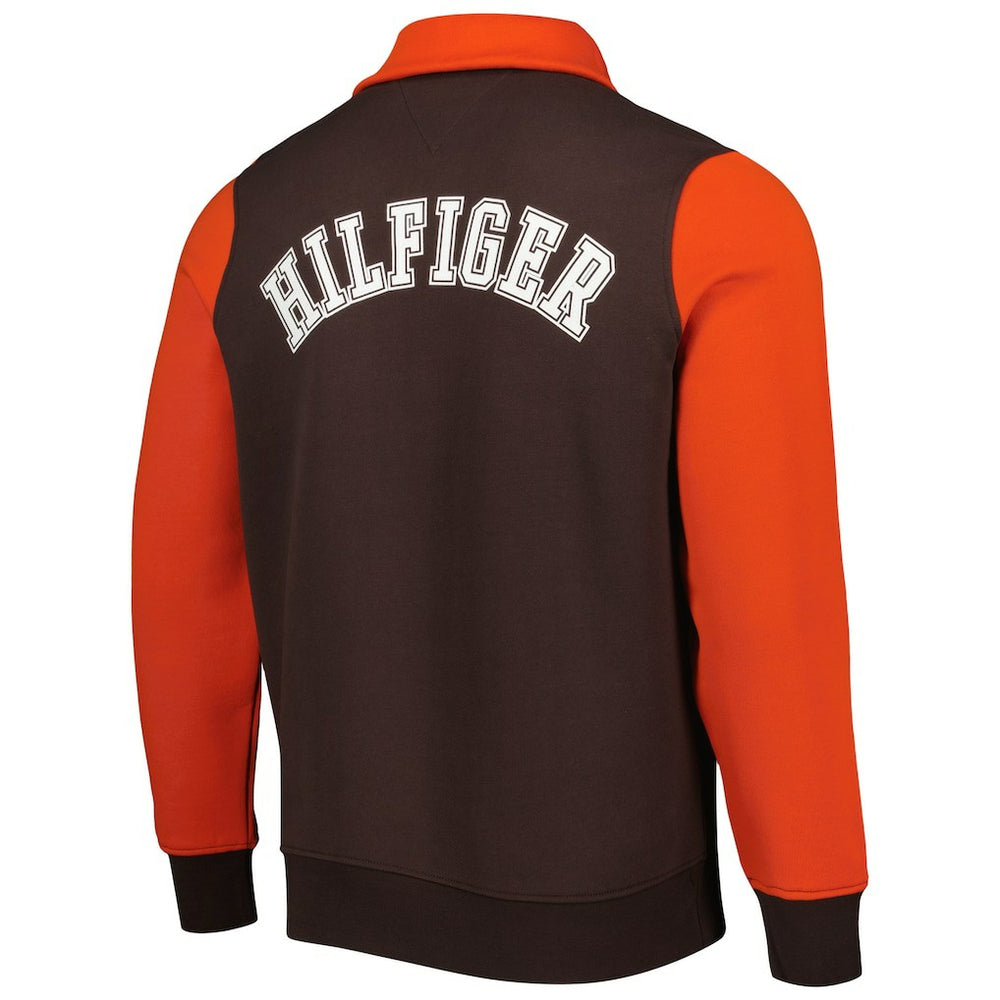 Cleveland Browns Tommy Hilfiger Aiden Quarter-Zip Sweatshirt Brown/Orange | NFL