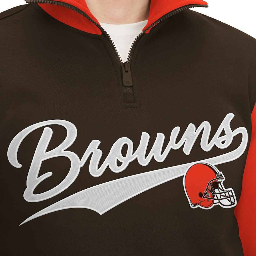 Cleveland Browns Tommy Hilfiger Aiden Quarter-Zip Sweatshirt Brown/Orange | NFL