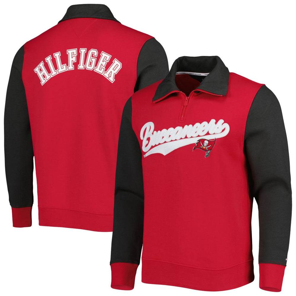 Tampa Bay Buccaneers Tommy Hilfiger Aiden Quarter-Zip Sweatshirt Red/Pewter | NFL