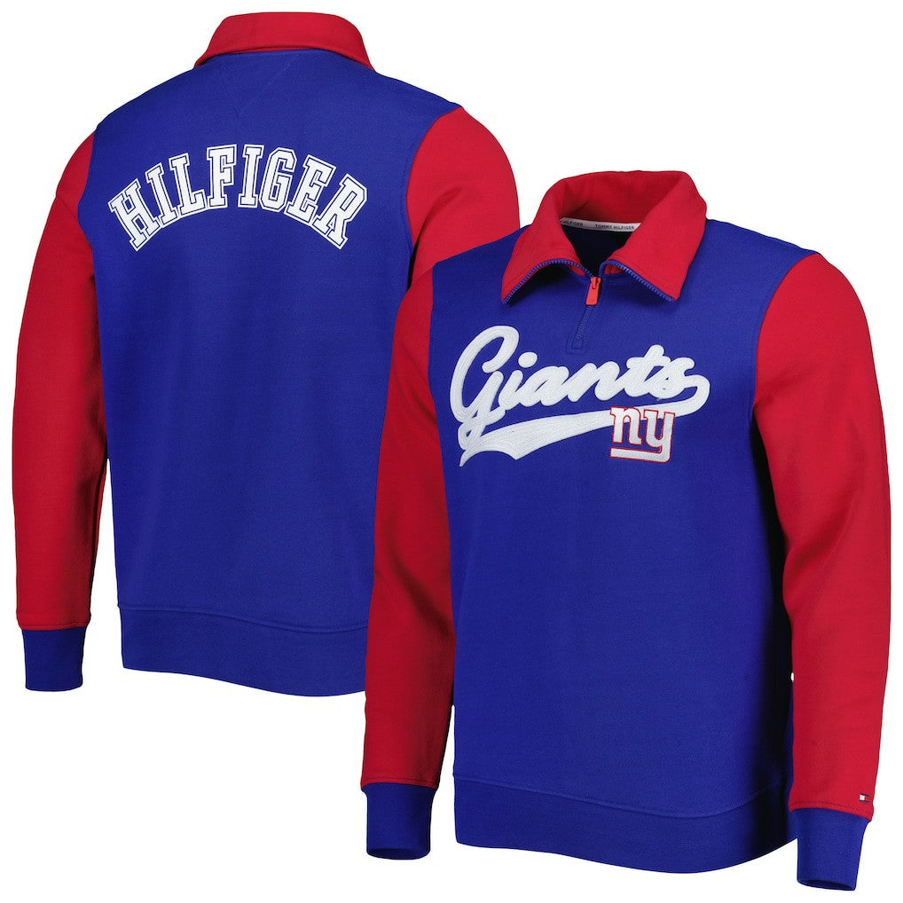 New York Giants Tommy Hilfiger Aiden Quarter-Zip Sweatshirt Royal/Red | NFL