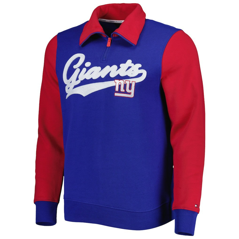 New York Giants Tommy Hilfiger Aiden Quarter-Zip Sweatshirt Royal/Red | NFL
