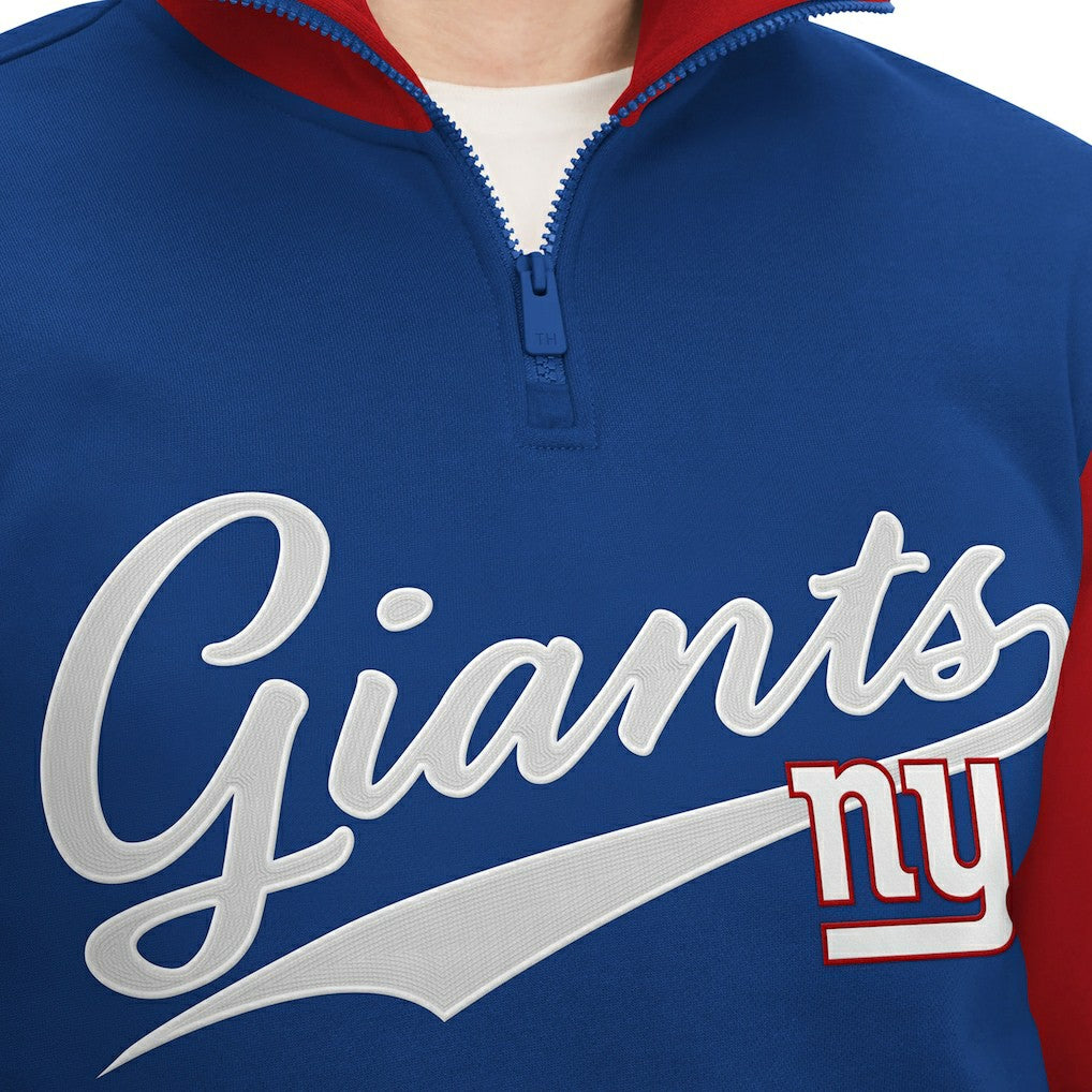 New York Giants Tommy Hilfiger Aiden Quarter-Zip Sweatshirt Royal/Red | NFL