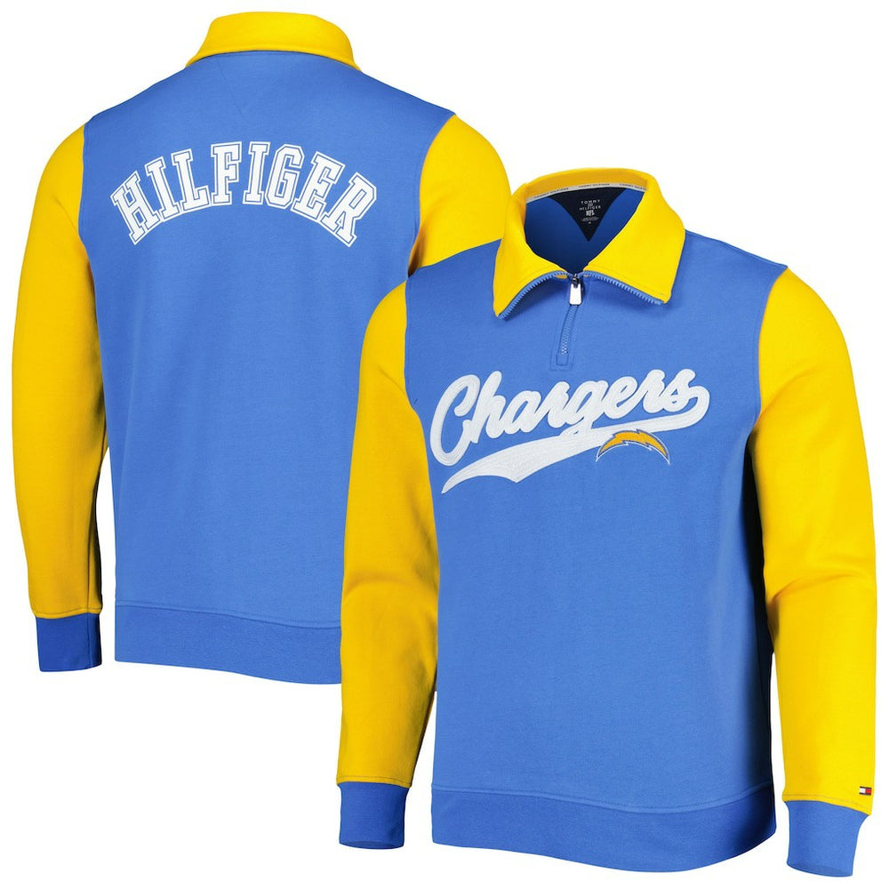 Los Angeles Chargers Tommy Hilfiger Aiden Quarter-Zip Sweatshirt Powder Blue/Gold | NFL