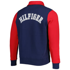 New England Patriots Tommy Hilfiger Aiden Quarter-Zip Sweatshirt Navy/Red | NFL