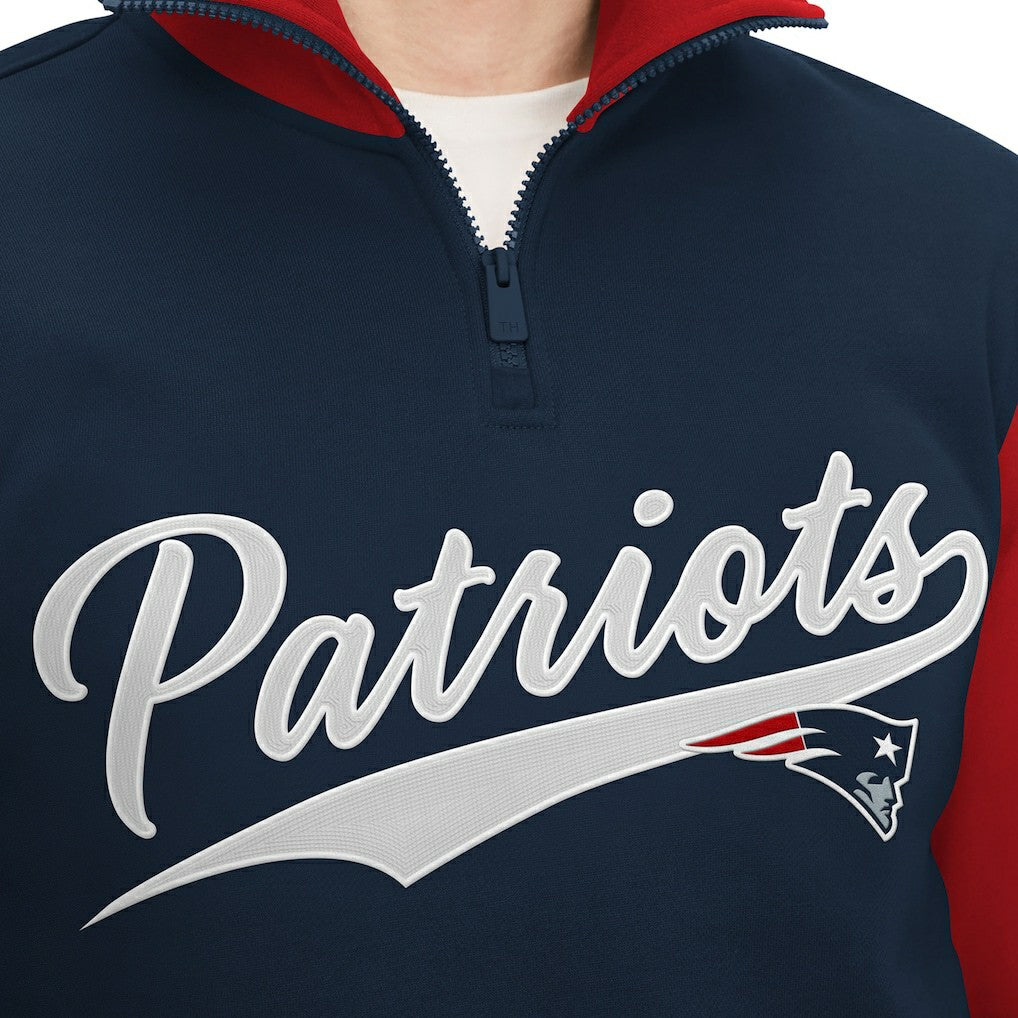 New England Patriots Tommy Hilfiger Aiden Quarter-Zip Sweatshirt Navy/Red | NFL