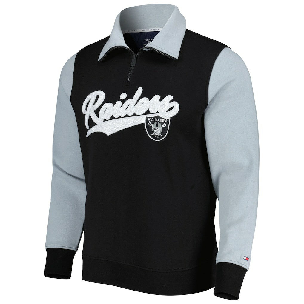 Las Vegas Raiders Tommy Hilfiger Aiden Quarter-Zip Sweatshirt Black/Silver | NFL