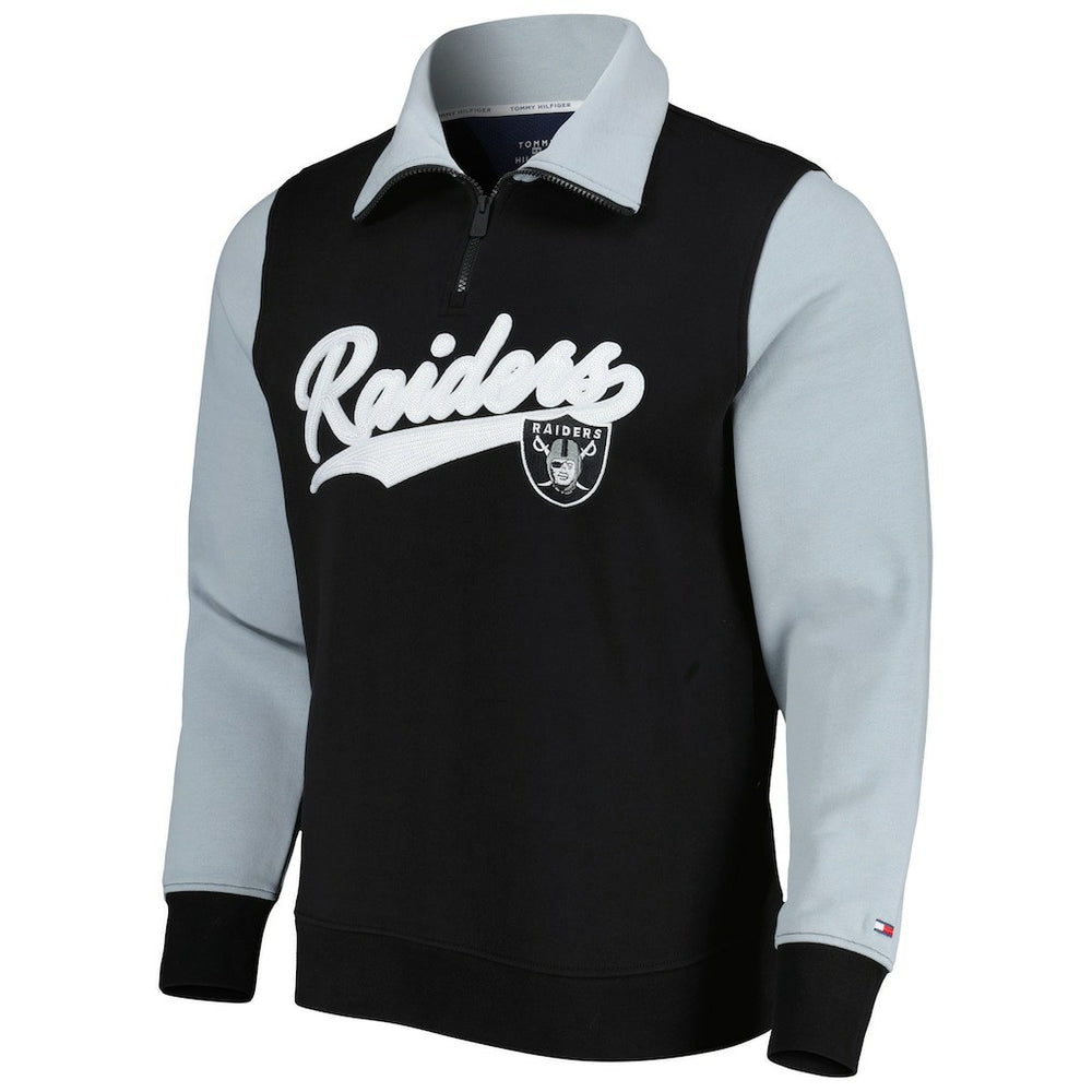 Las Vegas Raiders Tommy Hilfiger Aiden Quarter-Zip Sweatshirt Black/Silver | NFL