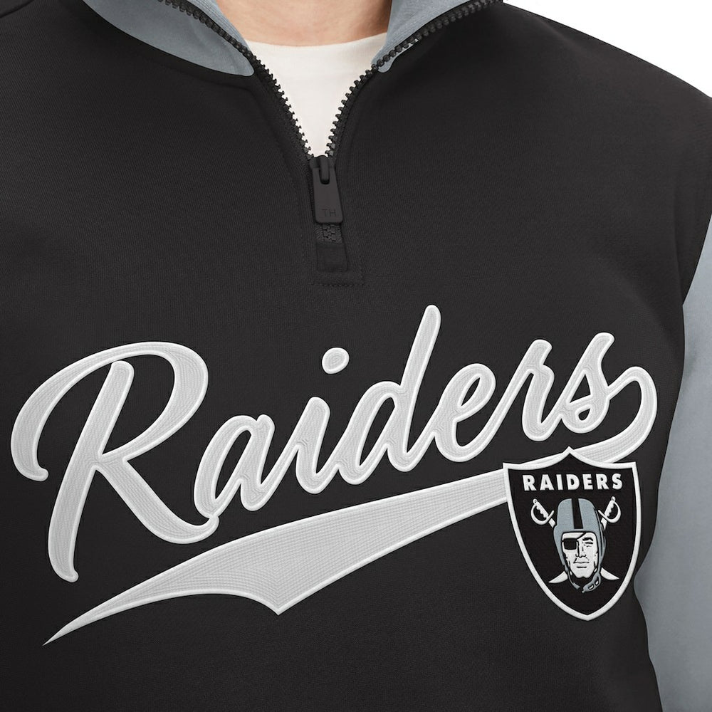 Las Vegas Raiders Tommy Hilfiger Aiden Quarter-Zip Sweatshirt Black/Silver | NFL