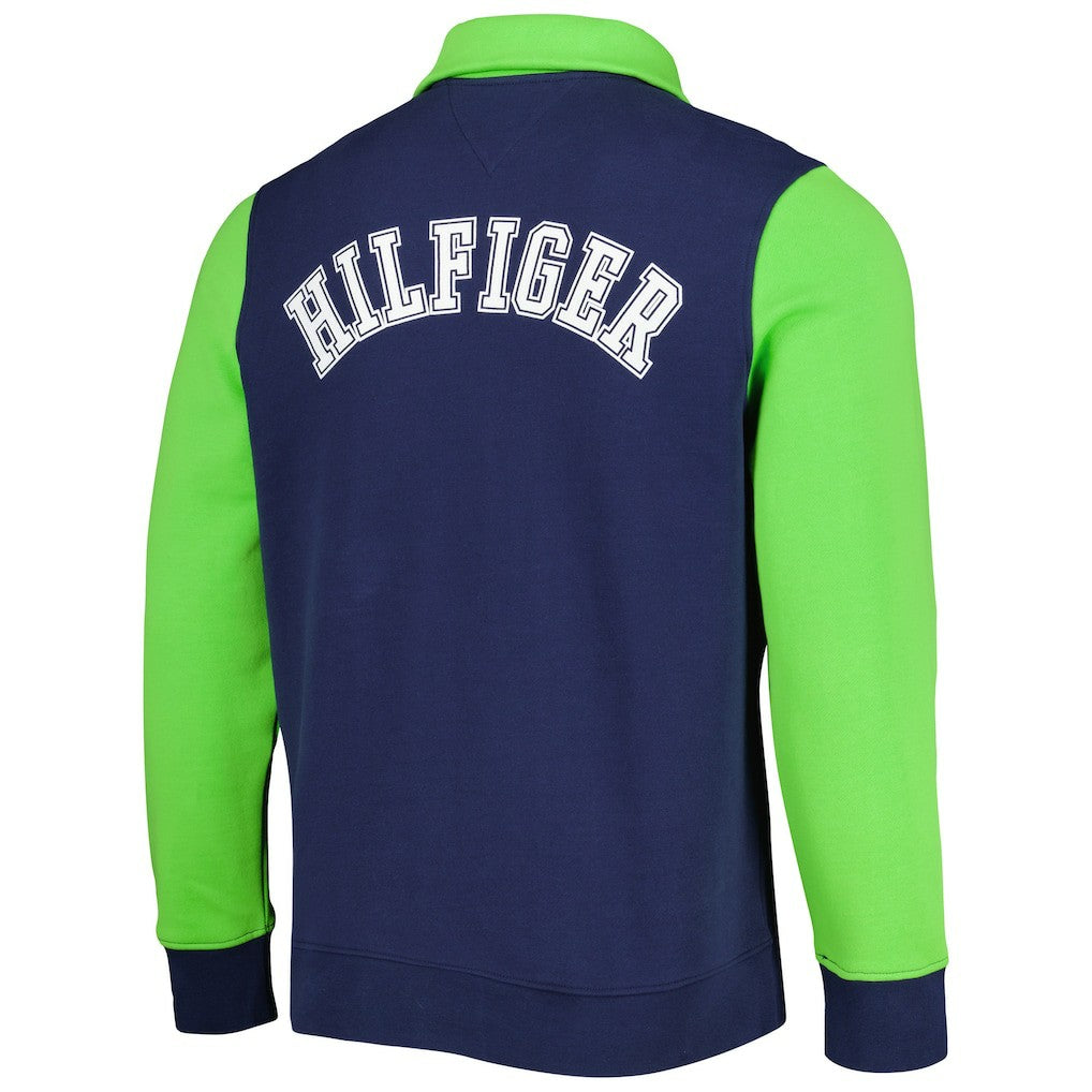 Seattle Seahawks Tommy Hilfiger Aiden Quarter-Zip Sweatshirt College Navy/Neon Green | NFL